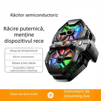 Răcitor pentru telefon cu două ventilatoare, răcire semiconductoră, clips de prindere pe spate, afișaj digital (DL21, 20W, Type-C, ABS, 150 g)