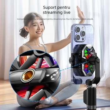 Răcitor pentru telefon cu două ventilatoare, răcire semiconductoră, clips de prindere pe spate, afișaj digital (DL21, 20W, Type-C, ABS, 150 g)