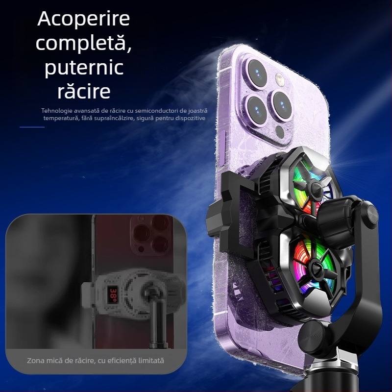 Răcitor pentru telefon cu două ventilatoare, răcire semiconductoră, clips de prindere pe spate, afișaj digital (DL21, 20W, Type-C, ABS, 150 g)