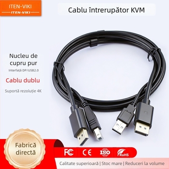 Comutator DP USB KVM cu cablu, 4K DP+USB, cablu cu capete duale DP/MiniDP, model DP&USB2.0KVM-01