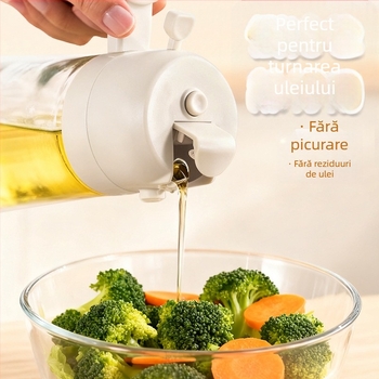 Sticlă spray ulei din sticlă și PP, utilizare duală, apăsați pentru pulverizare, alimentară