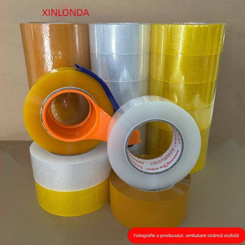 Bandă de ambalare, transparentă, BOPP, adeziv pe bază de apă, 50 µm grosime, vâscozitate mare, pentru sigilarea cutiilor și ambalarea pentru comerțul electronic