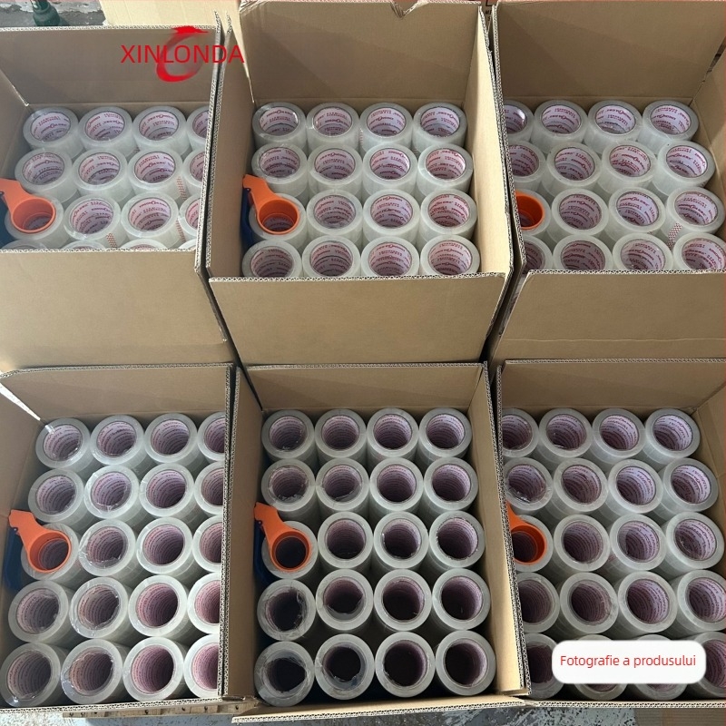 Bandă de ambalare, transparentă, BOPP, adeziv pe bază de apă, 50 µm grosime, vâscozitate mare, pentru sigilarea cutiilor și ambalarea pentru comerțul electronic