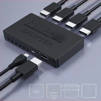 Distribuitor HDMI 4K și splitter HDTV cu ieșiri 1x4/1x2 – convertor audio-video sincronizat