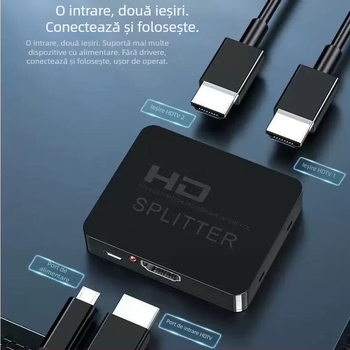 Distribuitor HDMI 4K și splitter HDTV cu ieșiri 1x4/1x2 – convertor audio-video sincronizat