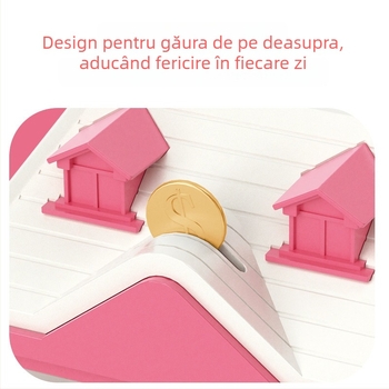 Pușculiță pentru copii cu proiecție a cerului înstelat și cutie de parolă cu amprentă — formă de casă din plastic, turnare prin injecție, design simplu și modern, logo imprimat