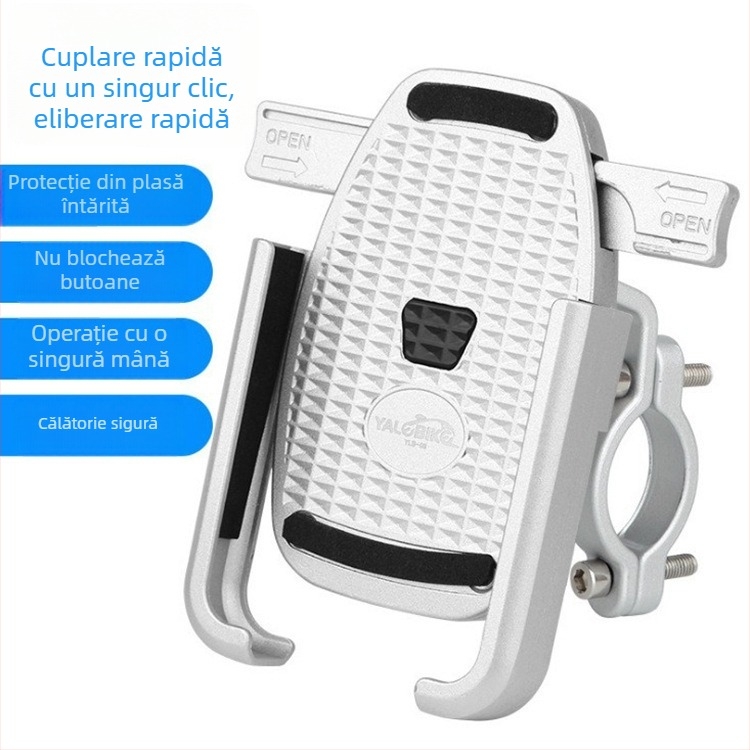 Suport pentru telefon pentru bicicletă, motocicletă și vehicul electric – aliaj de aluminiu, blocare cu un clic, procesare personalizabilă