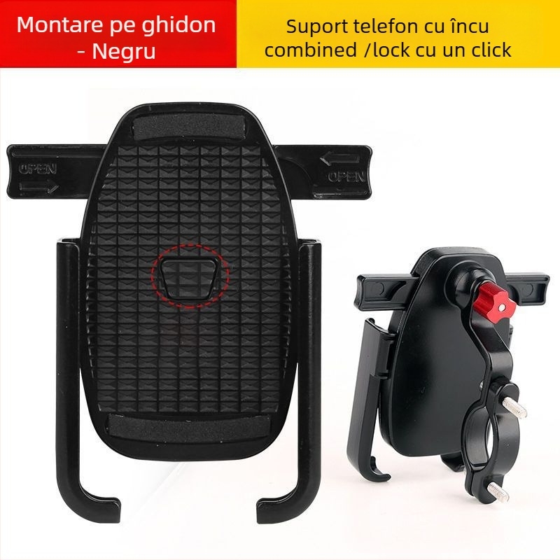 Suport pentru telefon pentru bicicletă, motocicletă și vehicul electric – aliaj de aluminiu, blocare cu un clic, procesare personalizabilă