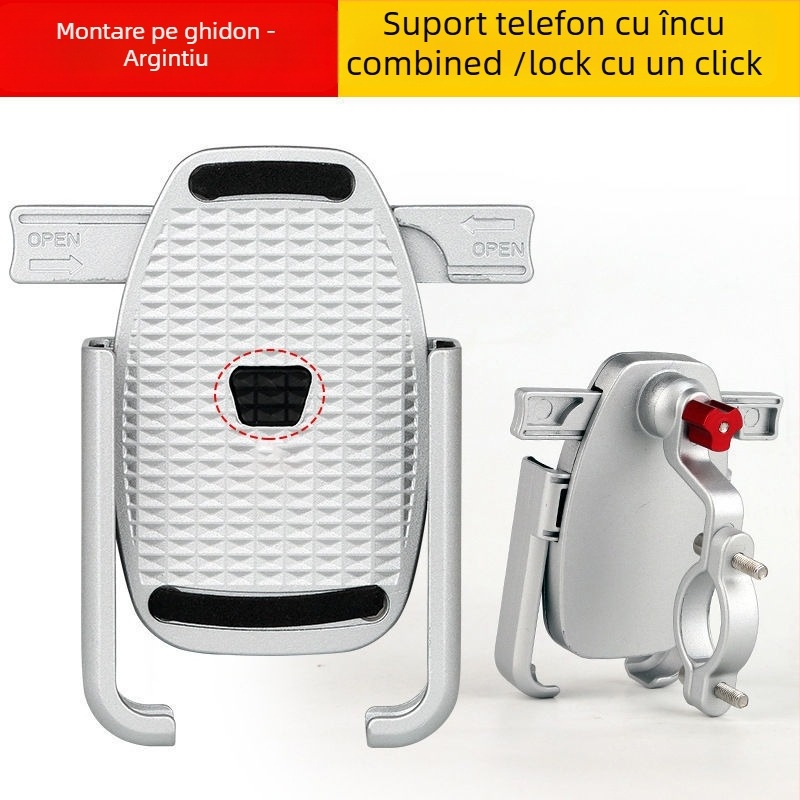Suport pentru telefon pentru bicicletă, motocicletă și vehicul electric – aliaj de aluminiu, blocare cu un clic, procesare personalizabilă