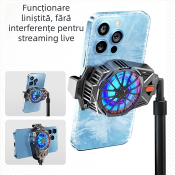 Feilibake X57 Răcitor pentru telefon — conexiune Type-C, ventilator de 45 mm, material ABS + aliaj de aluminiu, compatibil cu iPhone și Android, controlul temperaturii în 3 trepte