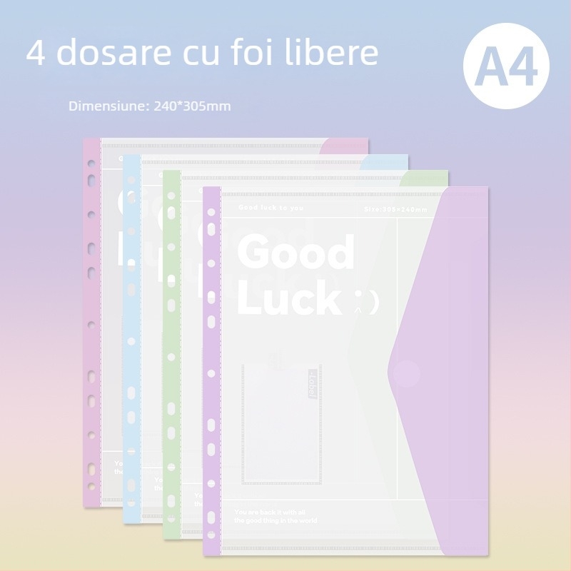 Foițe transparente pentru dosar cu perforații, model BF01-145, material PP, grosime 70, imprimare logo disponibilă, personalizare disponibilă