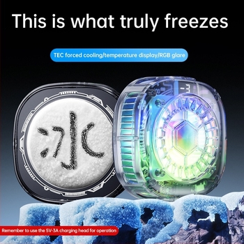 Răcitor pentru telefon X122 cu clips magnetic posterior și afișaj digital – 2-în-1 răcire cu semiconductori, 15W, Type-C, 147 g, ABS+Metal