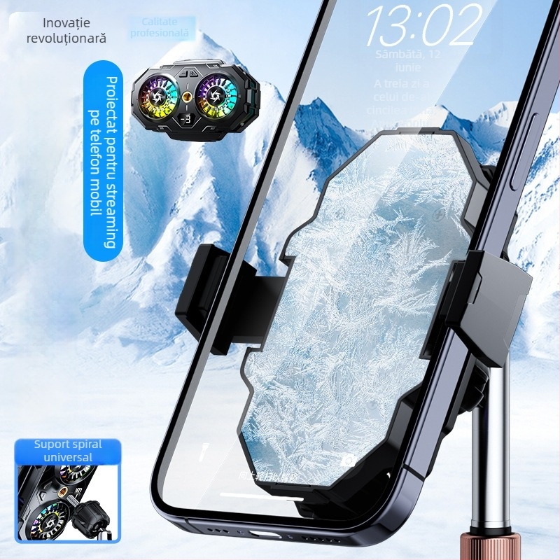 Clip de răcire pentru gaming cu ventilatoare duale, model SL55, greutate 74 g, putere 10 W, material plastic+metal+ceramică, interfață TPCY-C