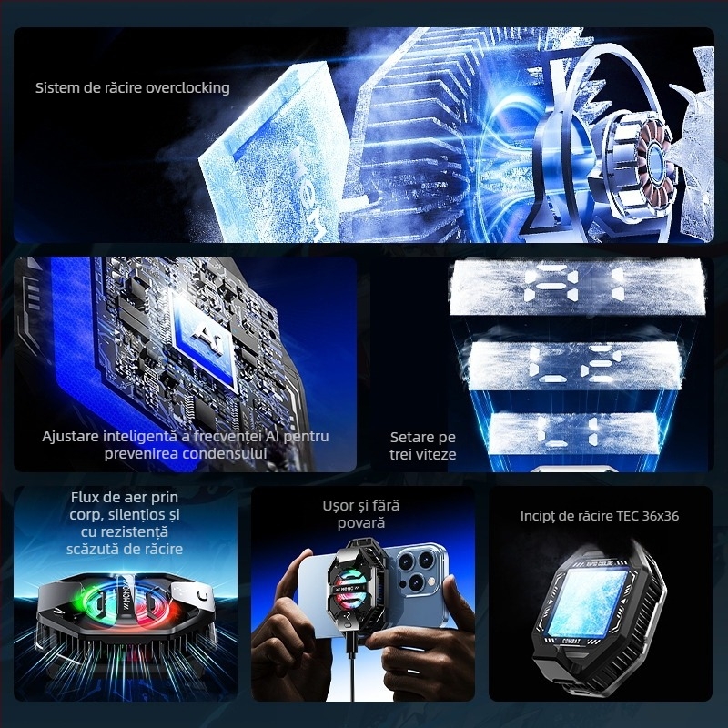 DL20 Răcitor inteligent pentru telefon cu reglaj AI și afișaj digital, 20W, Type-C