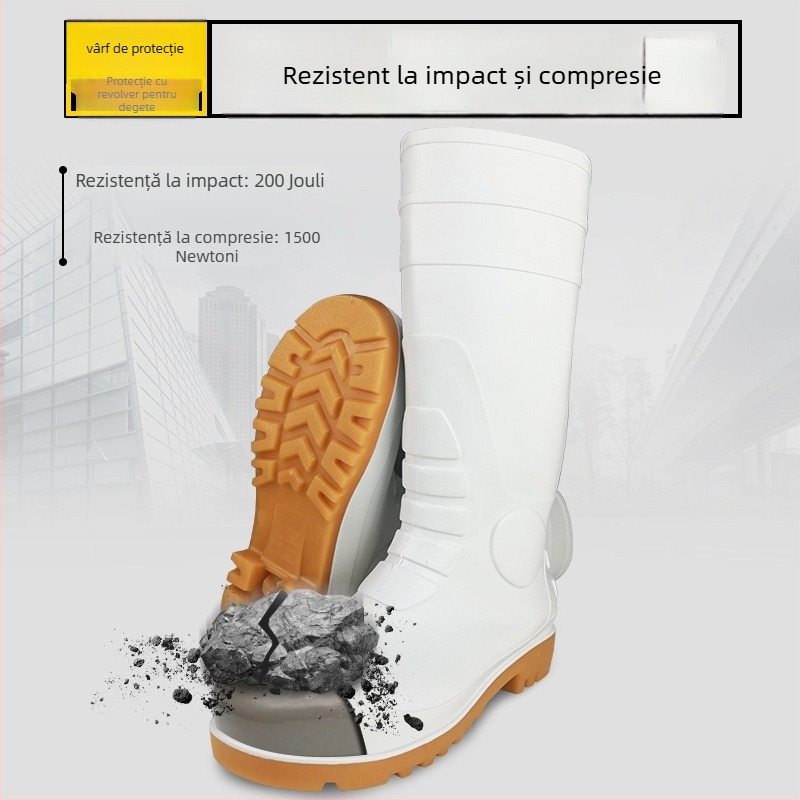 Cizme de protecție pentru industria alimentară din PVC – rezistență la impact 200J, impermeabile, antiderapante