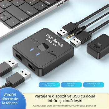 Comutator USB 2x2 pentru tastatură, mouse și dispozitive USB, USB 2.0, compatibil Windows