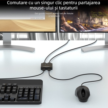 Comutator USB 2x2 pentru tastatură, mouse și dispozitive USB, USB 2.0, compatibil Windows