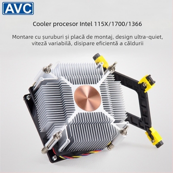 Cooler CPU pentru LGA1150/1151/1155/1156/1200/1700 – ventilator PWM 4 pini silențios, radiator cupru-aluminiu, rulmenți hidraulici, 2000 RPM, 22 dB, reglaj unghi multiplu, gestionare cabluri