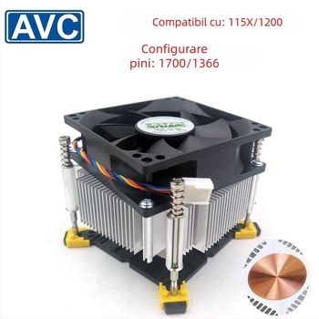 Cooler CPU pentru LGA1150/1151/1155/1156/1200/1700 – ventilator PWM 4 pini silențios, radiator cupru-aluminiu, rulmenți hidraulici, 2000 RPM, 22 dB, reglaj unghi multiplu, gestionare cabluri