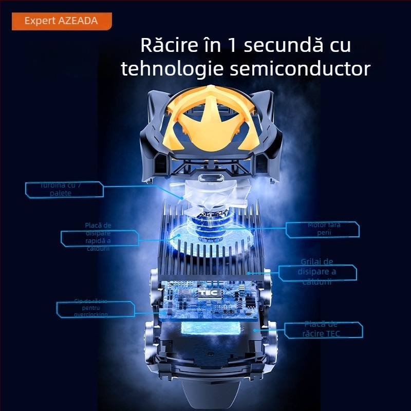 Răcitor pentru telefon cu răcire pe bază de semiconductori, clip magnetic, model AZ-X03, 10W, interfață USB-C