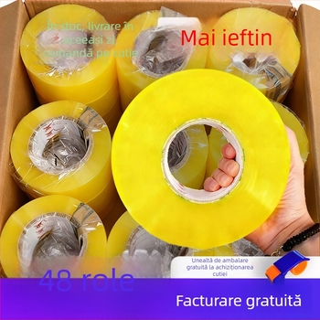 Bandă de ambalare transparentă cu film BOPP și adeziv pe bază de apă, potrivită pentru sigilare și împachetare; intervalul de temperatură -20 până la 40 °C; aderență puternică.