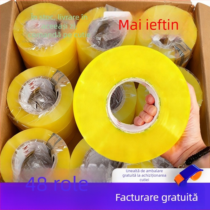 Bandă de ambalare transparentă cu film BOPP și adeziv pe bază de apă, potrivită pentru sigilare și împachetare; intervalul de temperatură -20 până la 40 °C; aderență puternică.