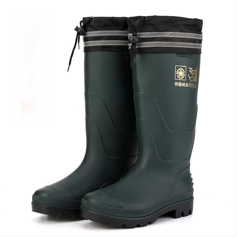 3531 Cizme de ploaie PVC înalte pentru bărbați – căptușeală din fleece, calde, benzi reflectorizante, talpă antiderapantă
