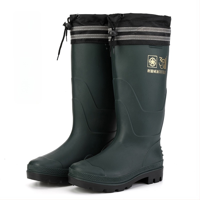 3531 Cizme de ploaie PVC înalte pentru bărbați – căptușeală din fleece, calde, benzi reflectorizante, talpă antiderapantă