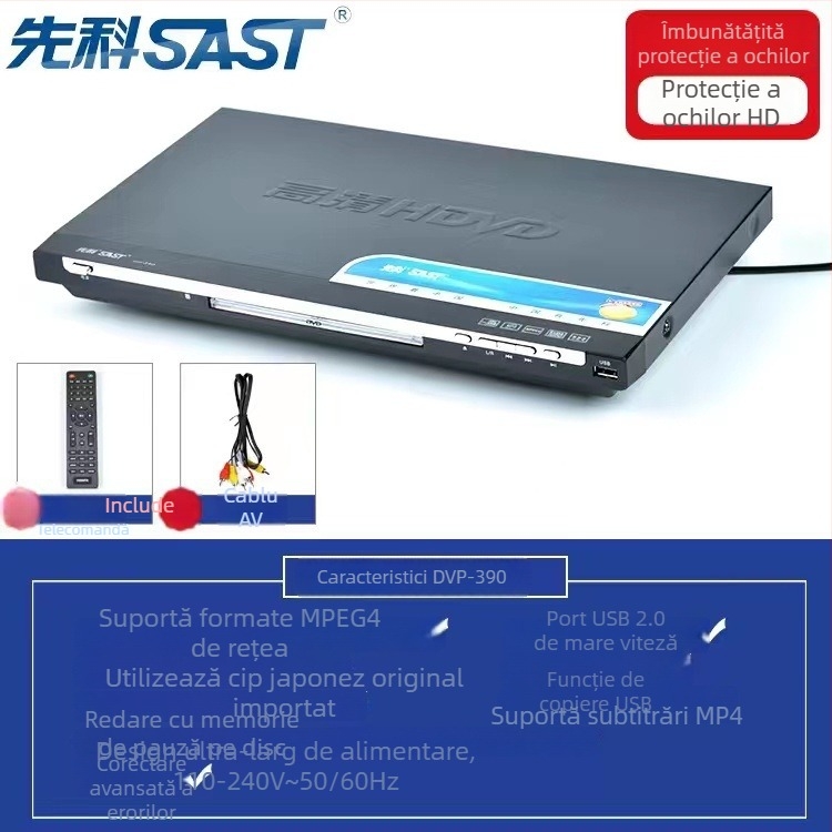 DVD player cu ieșire HDMI, redare MP3 prin USB, model 390, 220V, 10W