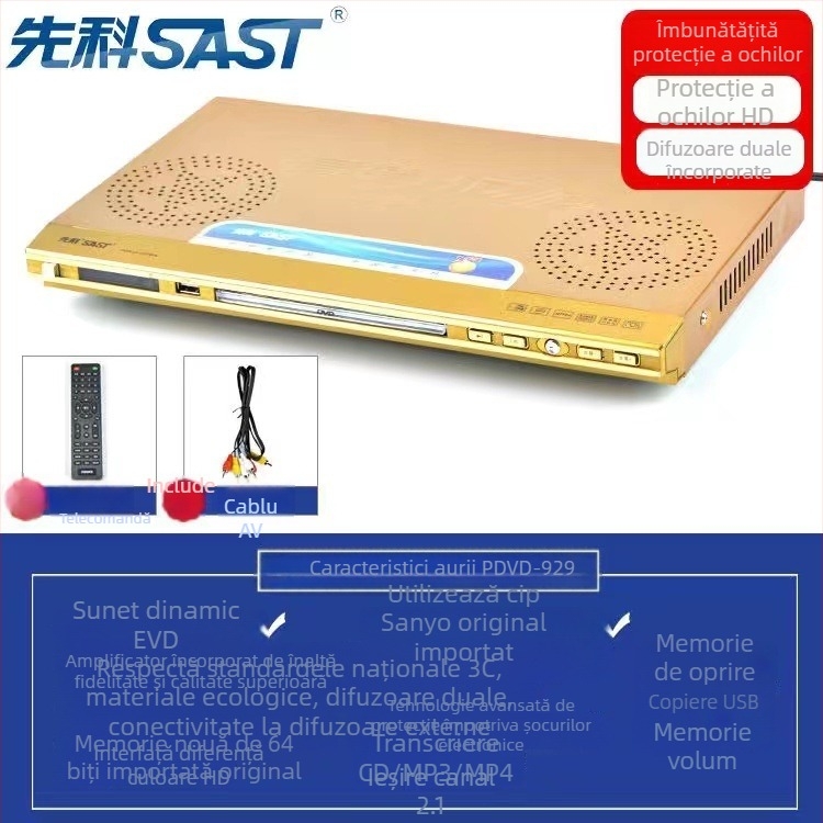 DVD player cu ieșire HDMI, redare MP3 prin USB, model 390, 220V, 10W