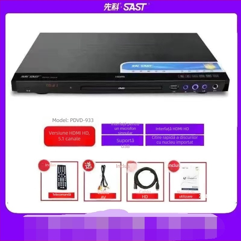 DVD player cu ieșire HDMI, redare MP3 prin USB, model 390, 220V, 10W