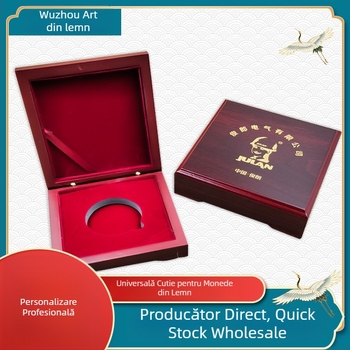 Cutie de ambalaj din lemn pentru insignii, medalii și monede, cu căptușeală EVA, gravură și imprimare serigrafică, model WZ-061