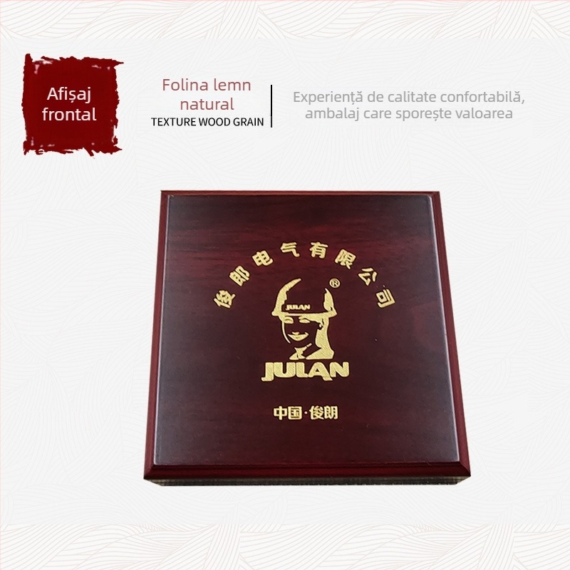 Cutie de ambalaj din lemn pentru insignii, medalii și monede, cu căptușeală EVA, gravură și imprimare serigrafică, model WZ-061