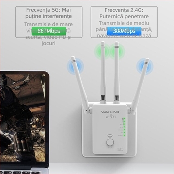 WAVLINK Extender Wi-Fi Dual-Band WL-WN575A3, 802.11ac, distanță de 15 m