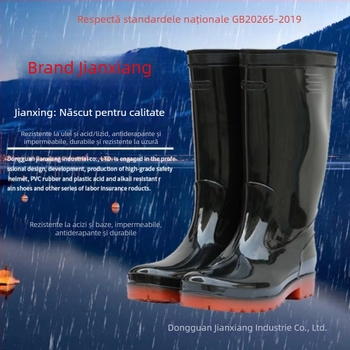 Ghete de ploaie unisex pentru adulți, exterior PVC, talpă din plastic, înalte, antiderapante și rezistente la uzură