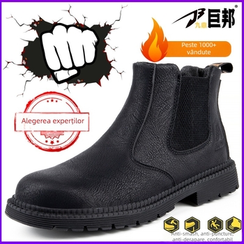 Pantofi de lucru înalți, rezistenți la uzură, cu vârf din oțel, protecție anti-șoc și anti-perforație, partea superioară din piele de vită — S-Jubang Încălțăminte de protecție