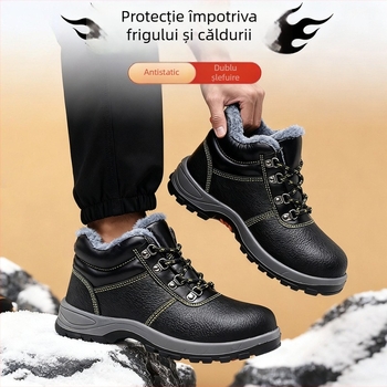 Pantofi de protecție pentru muncă cu vârf din oțel, rezistenți la uzură și perforare, calzi, anti-statice, din piele de vită