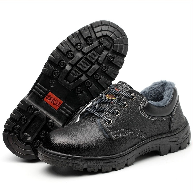 Ghete de protecție de iarnă pentru bărbați, design cu partea superioară joasă, vârf din oțel, rezistente la lovire și perforare, izolație electrică, piele microfibră respirabilă