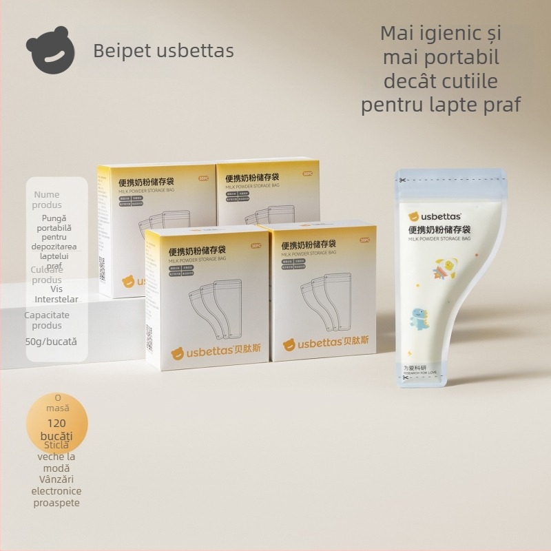 Beptides Pungi portabile pentru lapte praf – de unică folosință, pentru călătorii, recipiente de depozitare, de calitate alimentară
