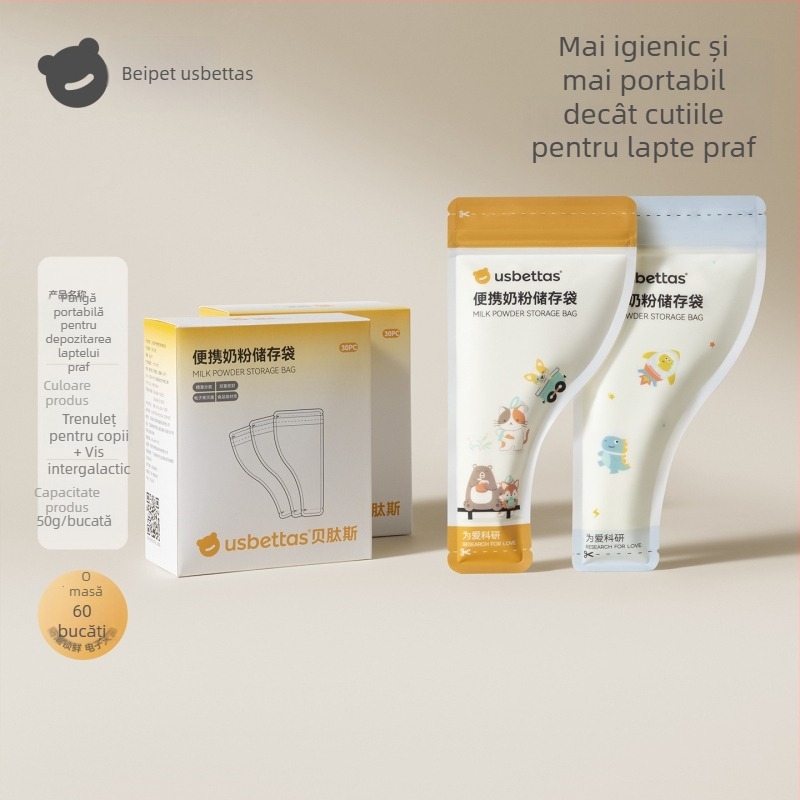 Beptides Pungi portabile pentru lapte praf – de unică folosință, pentru călătorii, recipiente de depozitare, de calitate alimentară