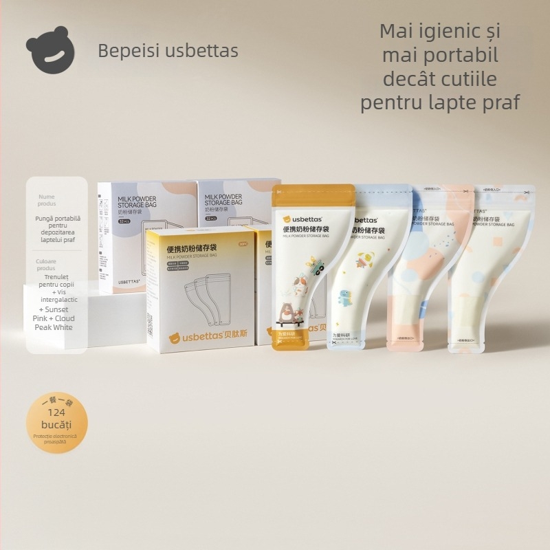 Beptides Pungi portabile pentru lapte praf – de unică folosință, pentru călătorii, recipiente de depozitare, de calitate alimentară