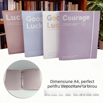 IDEALINK BINDER cu 3 găuri pentru A4, buzunar transparent pentru documente cu curea