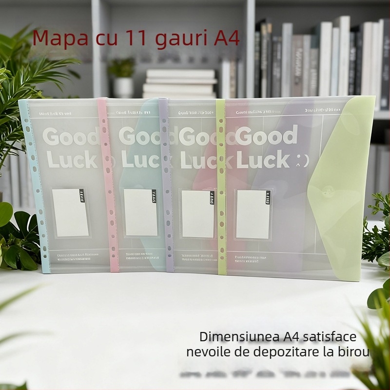 IDEALINK BINDER cu 3 găuri pentru A4, buzunar transparent pentru documente cu curea