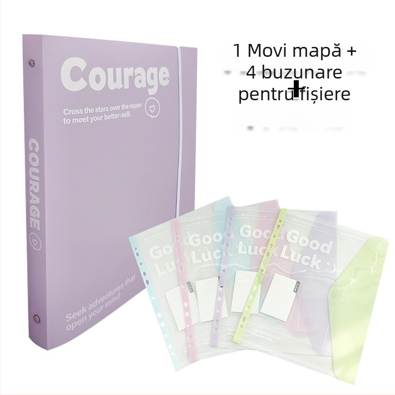 IDEALINK BINDER cu 3 găuri pentru A4, buzunar transparent pentru documente cu curea