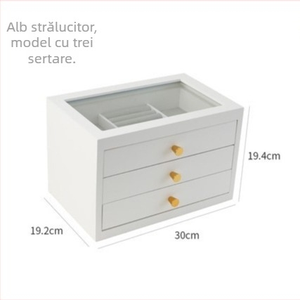 Cutie de bijuterii din lemn masiv pentru inele, capacitate mare, ambalaj tip cutie, depozitare bijuterii – Zhenbang