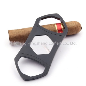 Foarfece de cigare din oțel inoxidabil cu lamă dublă, design hexagonal, personalizabil