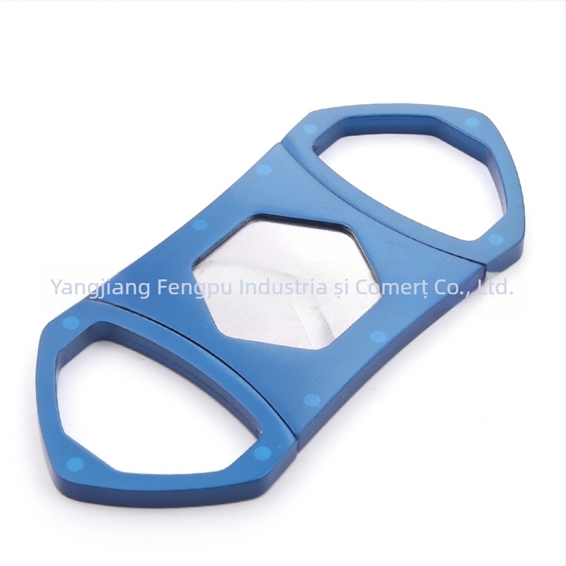 Foarfece de cigare din oțel inoxidabil cu lamă dublă, design hexagonal, personalizabil