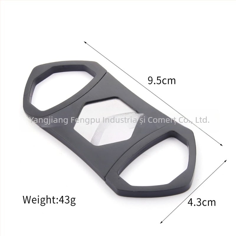 Foarfece de cigare din oțel inoxidabil cu lamă dublă, design hexagonal, personalizabil