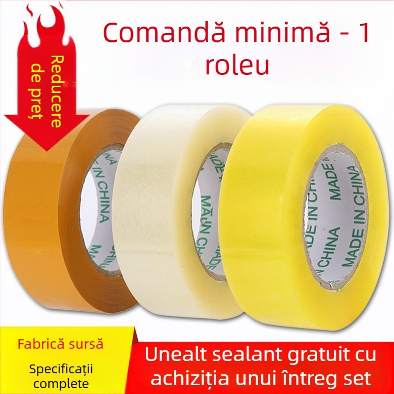 Bandă de ambalare cu folie BOPP, grosime 52 μm, adeziv transparent, aderență puternică, -20°C până la 40°C