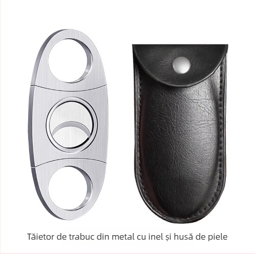 Tăietor de țigarete artizanal din oțel inoxidabil, cu model, finisaj șlefuit, lamă dublă, personalizabil